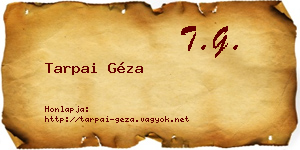 Tarpai Géza névjegykártya